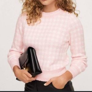 Medium Mango pink gingham sweater with gold button detail 💗